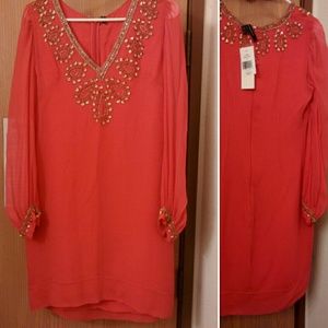 100% Silk Pink Gold Sequin Shirt